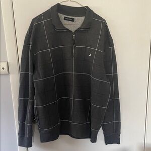 Nautica Men's Black and Gray Zip-Up Sweater